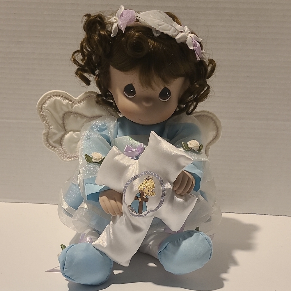 Precious Moments Porcelain Angel Doll with Blue Dress